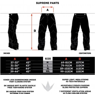 Bk supreme pants sizingchart