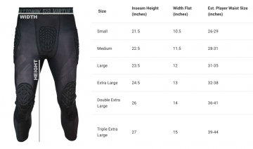 Virtue compression pants size chart