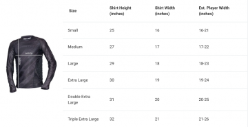 Virtue top size chart